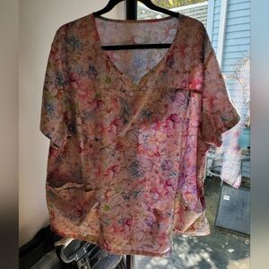 Floral Multicolor 3X Scrub Top